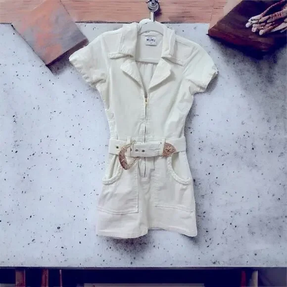 Show Me Your Mumu REVOLVE Outlaw Corduroy Mini Dress Cream Casual Sz Large - Picture 5 of 9